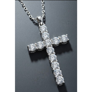 Natural diamond chain cross sterling silver unisex rope